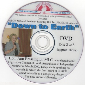 Veritas Books: Down to Earth Hon. Ann Bassington MLC on AGENDA 21